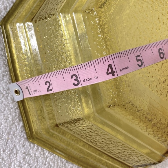 Vintage Anchor Hocking Textured Amber Glass Octagonal Chip & Dip Bowl Set - Picture 7 of 14